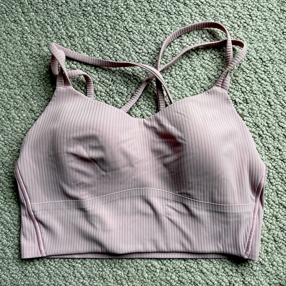 Lululemon Like a Cloud Ribbed Longline Bra Pink Peony Size 4